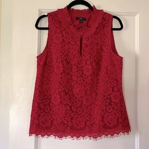 Red lace top from J Crew